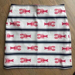 Talbots White, Navy and Red Lobster Print Skirt